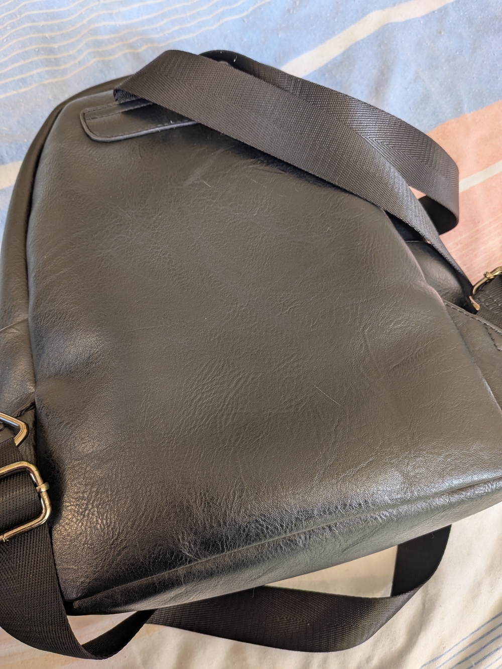 Mini Black Faux Leather Backpack - Picture 10 of 10
